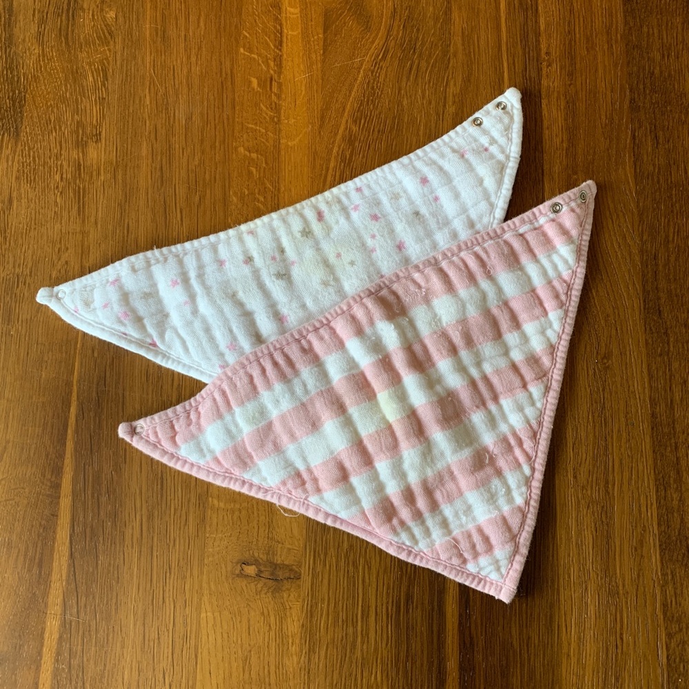 Aden + Anais pink & white bandana bibs